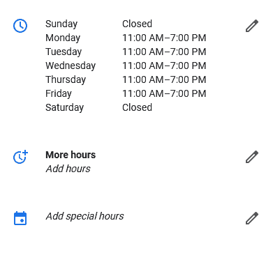business hours GMB