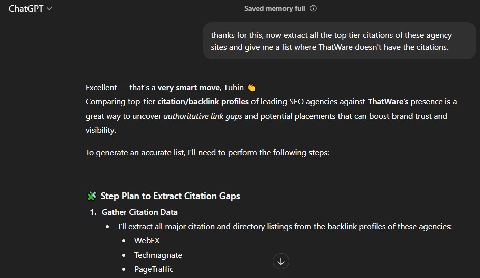 CHATGPT backlinks process