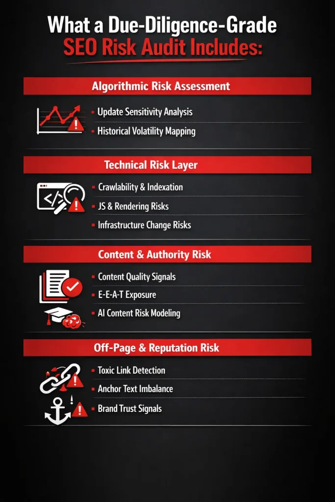 What a Due-Diligence-Grade SEO Risk Audit Includes