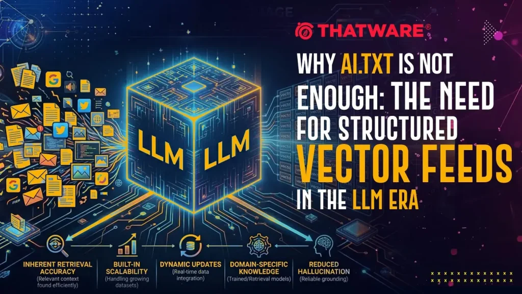 Learn why ai.txt alone isn’t enough and how structured vector feeds power visibility, indexing, and performance in the evolving LLM-driven search ecosystem.