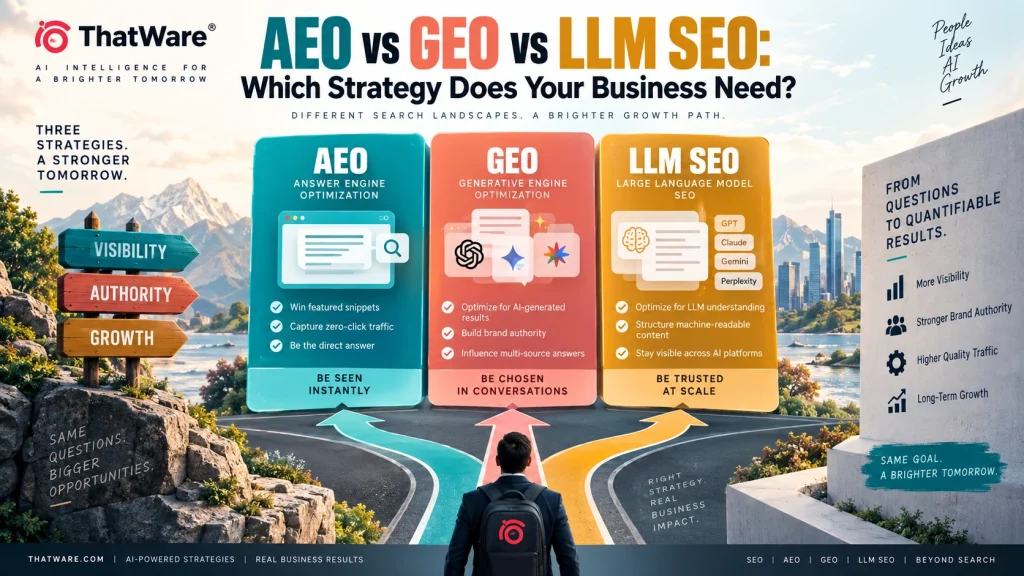 AEO vs GEO vs LLM SEO: Which Strategy Does Your Business Need?