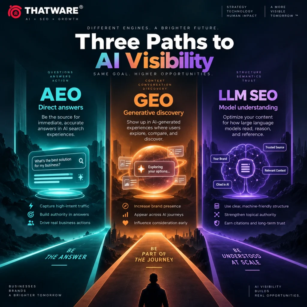 AEO vs GEO vs LLM SEO: Which Strategy Does Your Business Need?