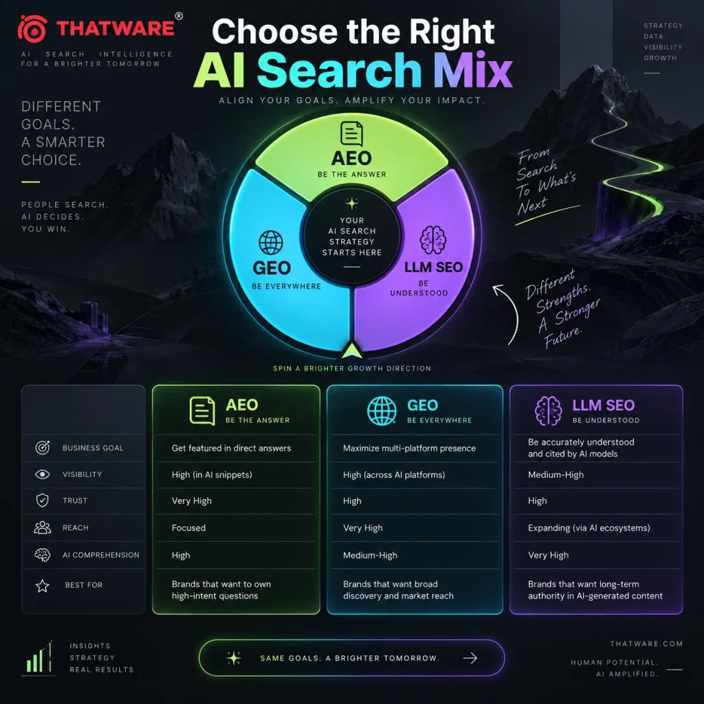 AEO vs GEO vs LLM SEO: Which Strategy Does Your Business Need?